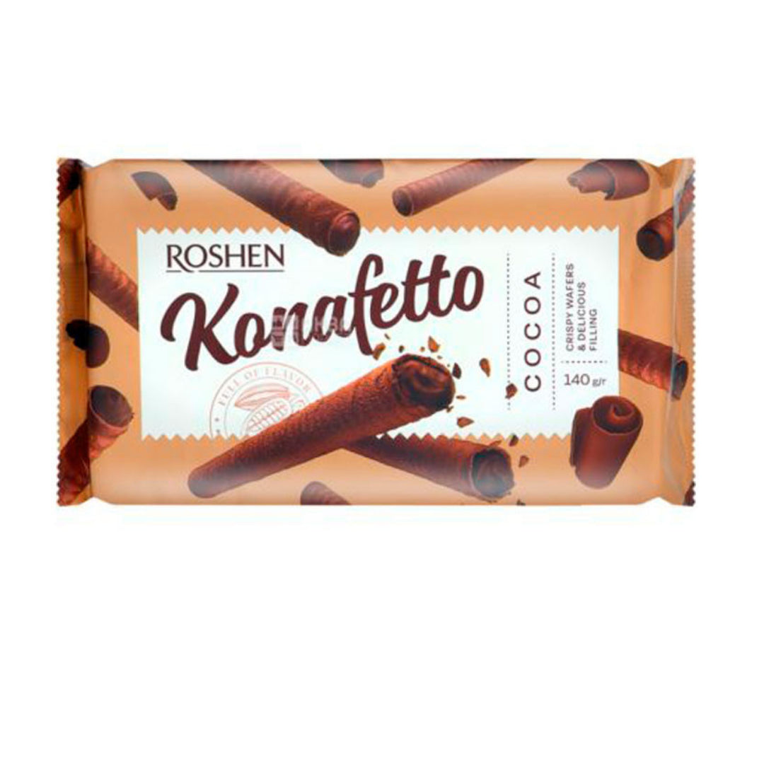 Roshen Cocoa Flav Cream Wafer Rolls 140Gm