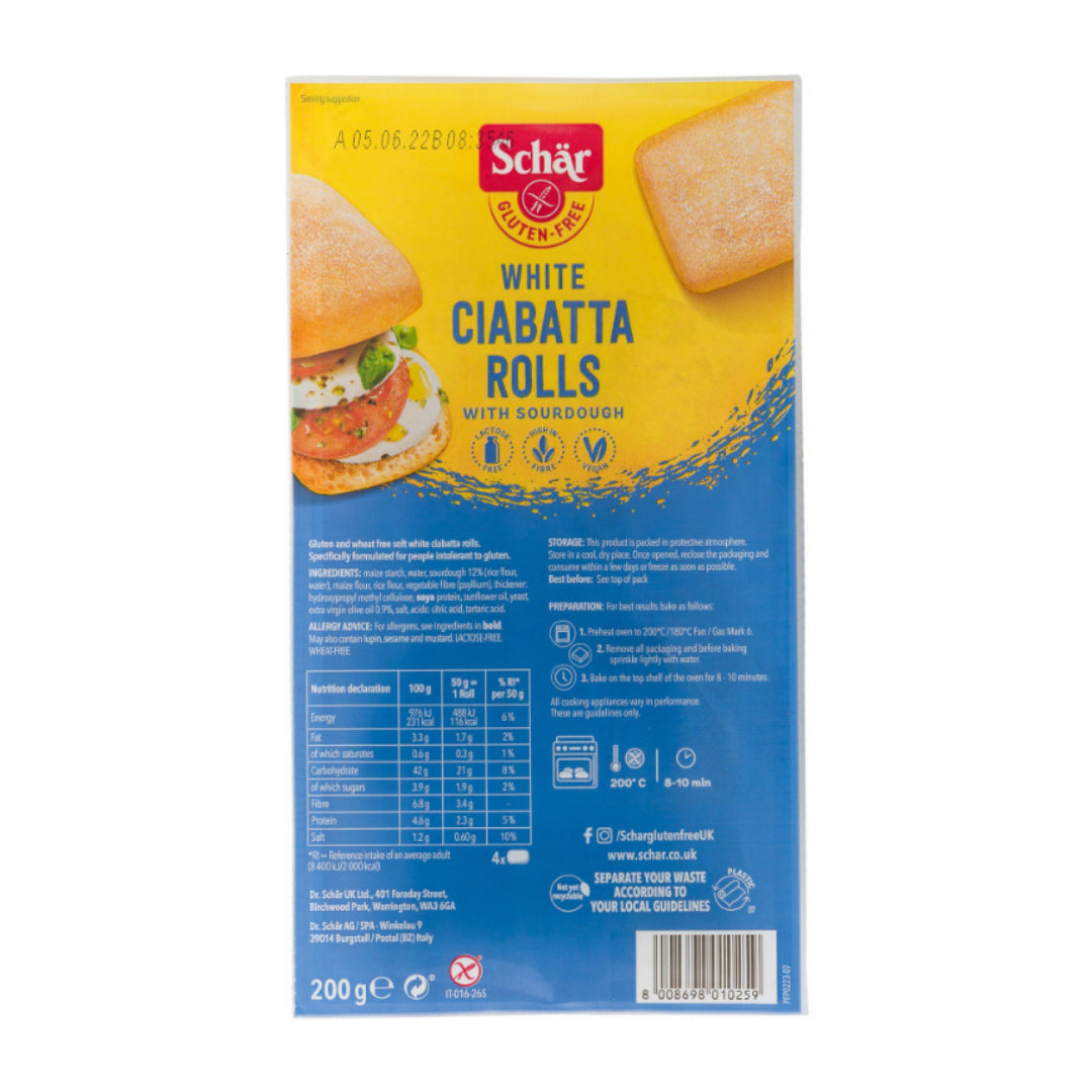 Schar Ciabatta Gluten Free Bread 200Gm