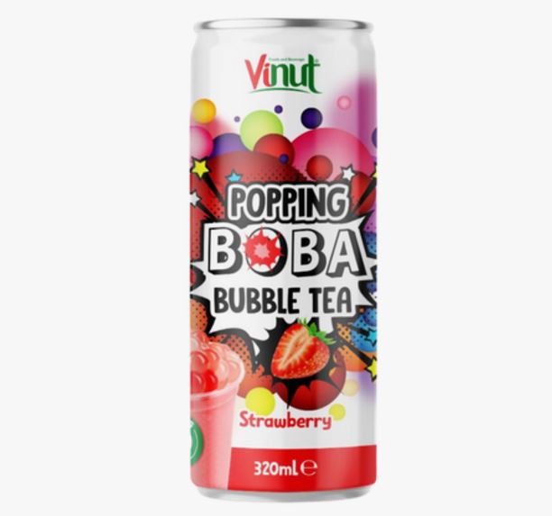 Vinut Strawberry Popping Boba Bubble Tea 320Ml