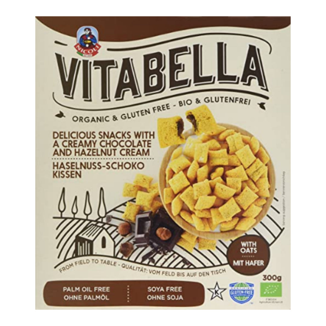 Vitabella Chocolate Hazelnut Organic & Gluten Free Cereal Pillows 300Gm