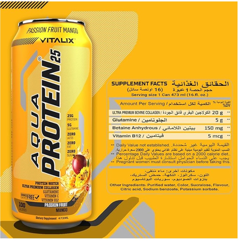 VITALIX Aqua Protein 25 Passion Fruit Mango - Protein Water 473ml
