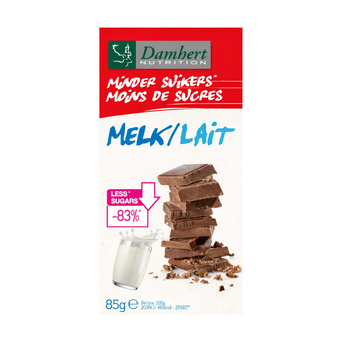 Damhert Less Sugars Chocolate Tablet Milk 85Gm