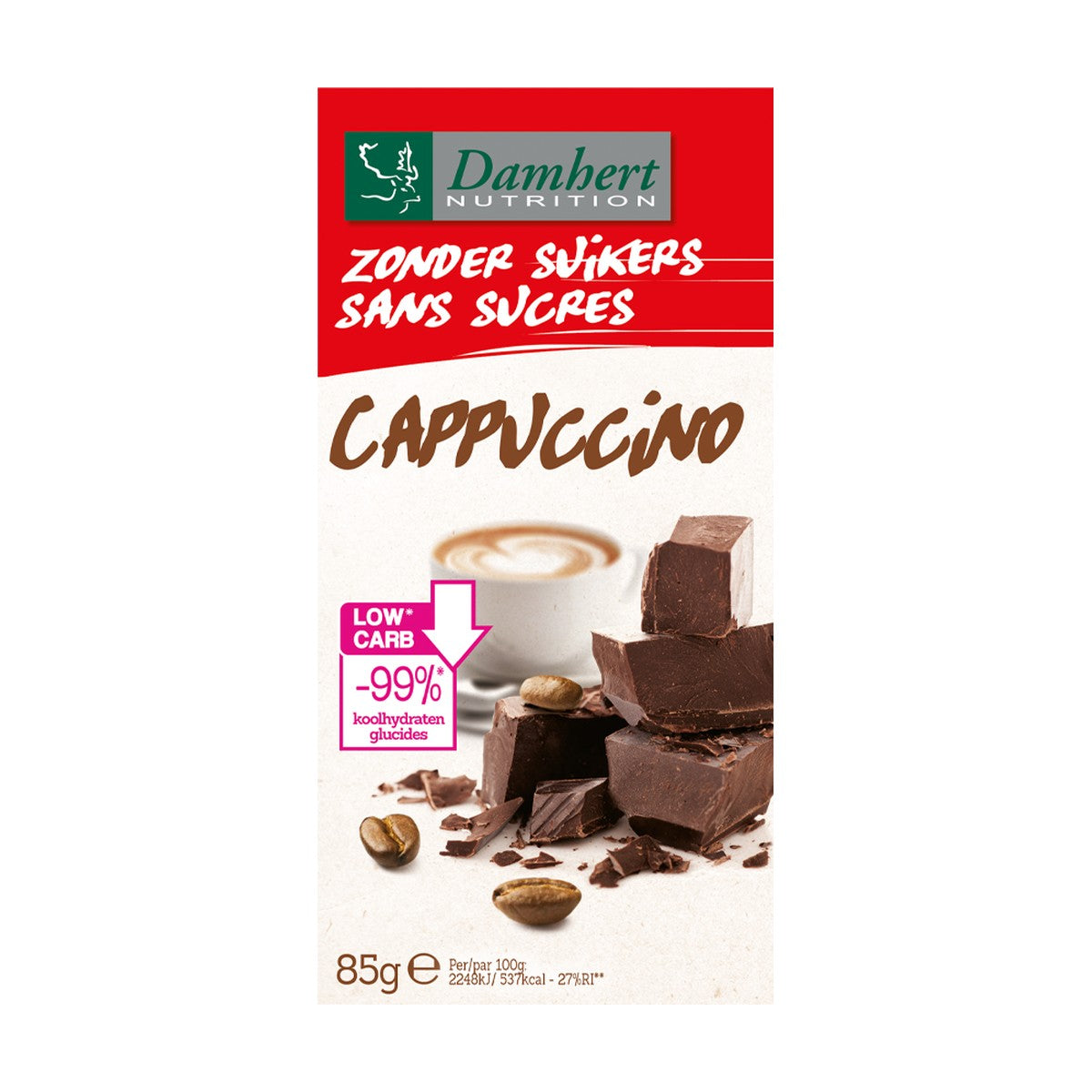 Damhert Without Sugars Chocolate Tablet Cappuccino 85Gm