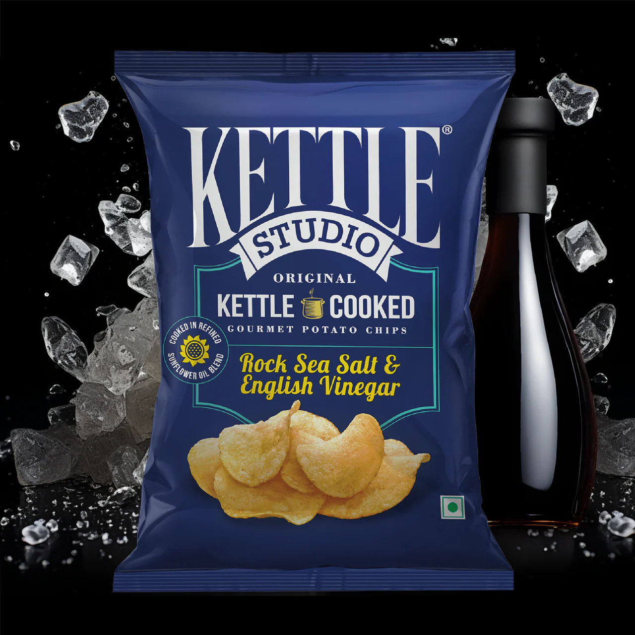 Kettle Studio Rock Sea Salt And English Vinegar Potato Chips 125Gm