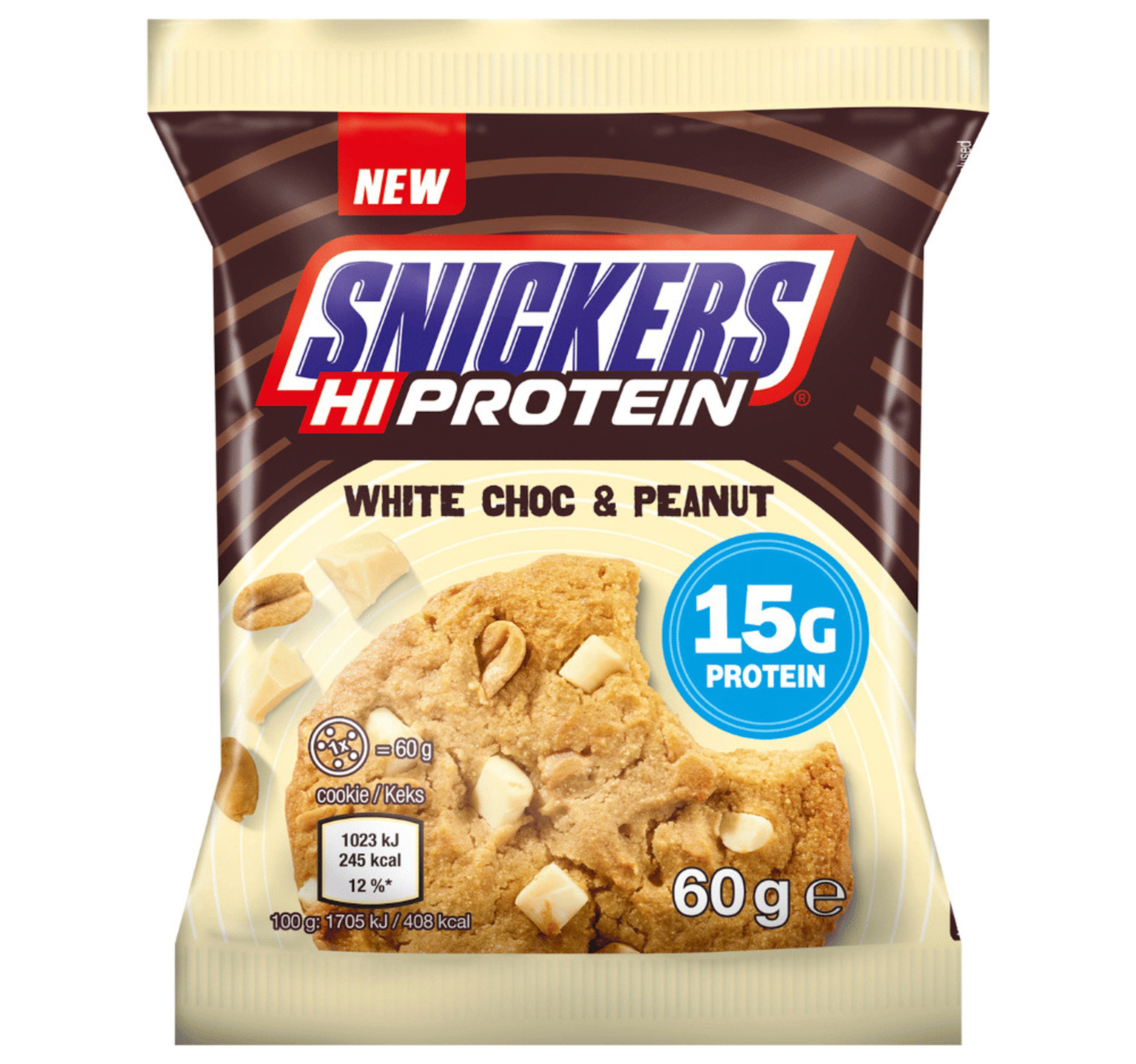 Snickers Hi Protein White Choc and Peanut Cookie 60g