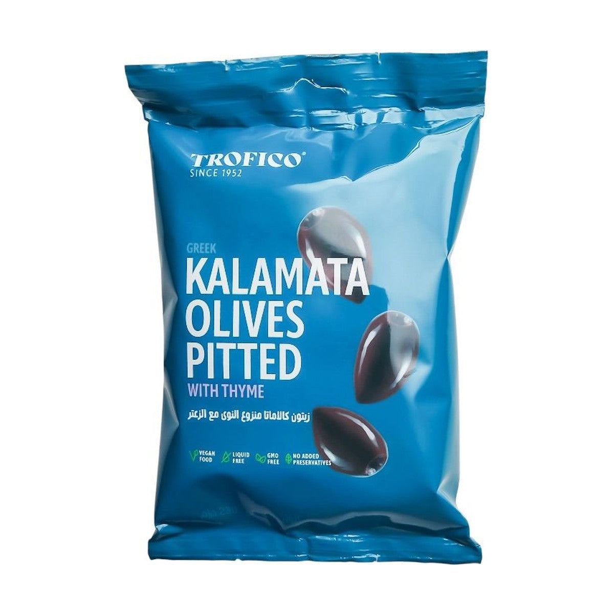 Trofico Greek Kalamata Olives Pitted With Thyme Pillow Punch 230Gm