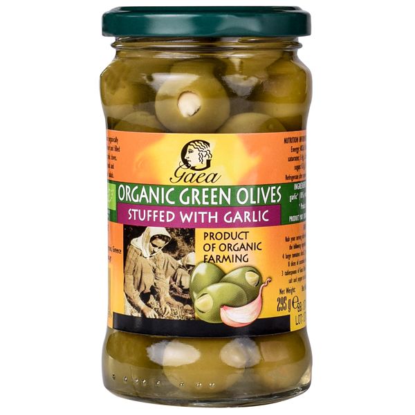 جيا زيتون أخضر عضوي محشي بالثوم 295 جم