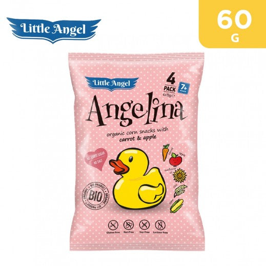 ليتل أنجل وجبة خفيفة من الذرة العضوية المخبوزة بالجزر والتفاح 60 جم