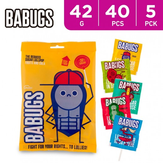 Babugs Reduced Sugar Flat Assorted Lollipop 42Gm