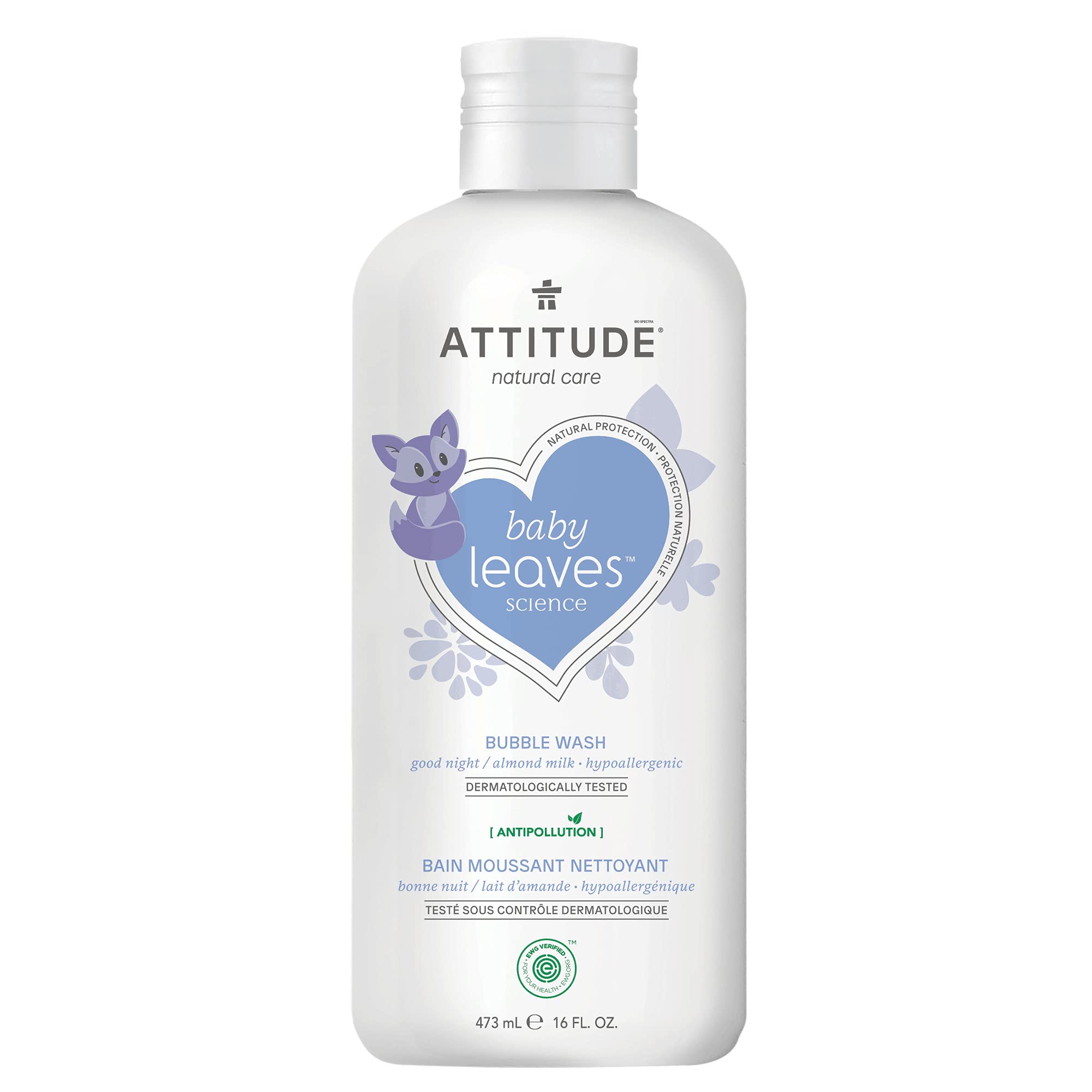 Attitude Baby Leaves Night Almond Milk Bubble Wash 473Ml