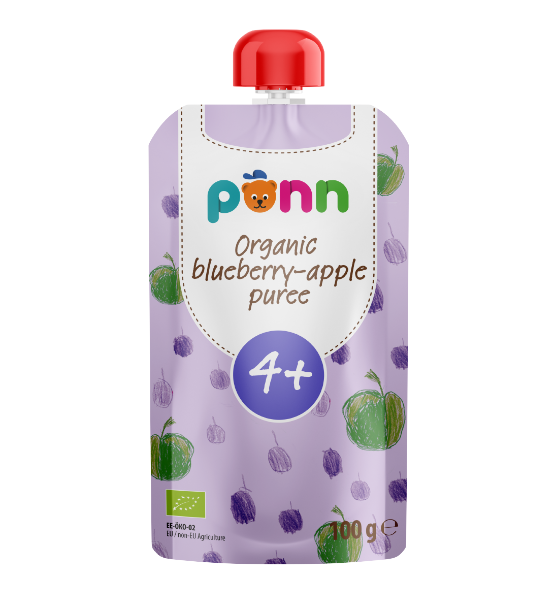 Ponn Blueberry Apple Organic Puree 100Gm