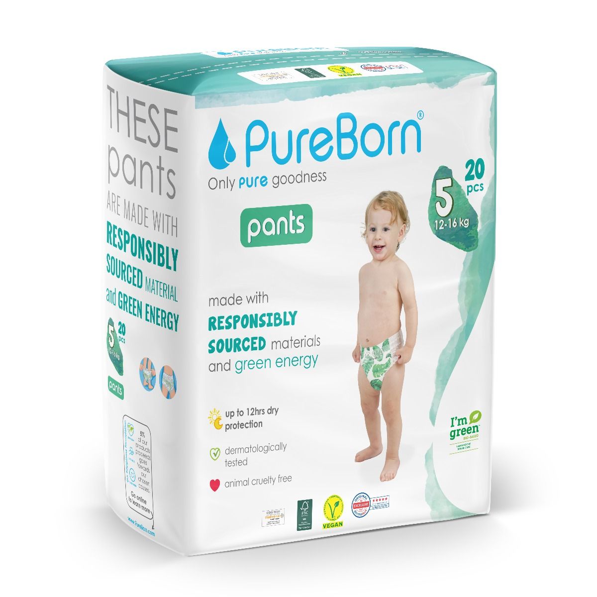 Pureborn Size 5 Singles Culotte Nappy 0Pcs