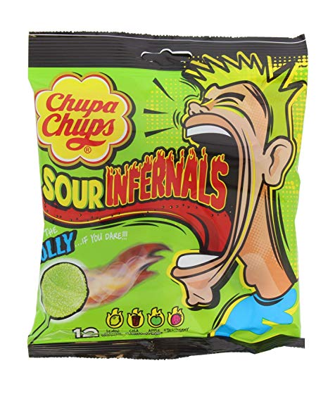 Chupa Chups Infernals Sour Lolly 114Gm