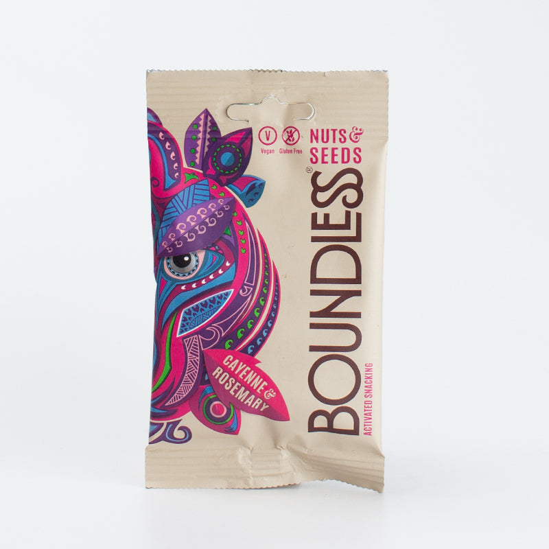 وجبات خفيفة منشطة من Boundless مكسرات وبذور الفلفل الحار وإكليل الجبل 30 جم