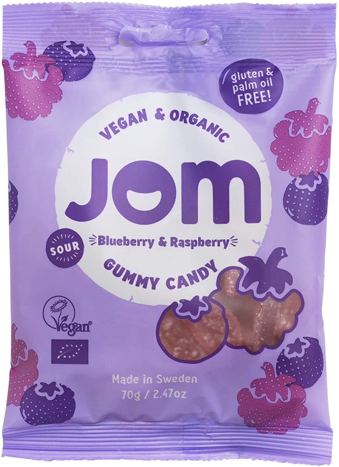 Jom Organic Chewy Blueberry & Raspberry Vegan Candy 70Gm