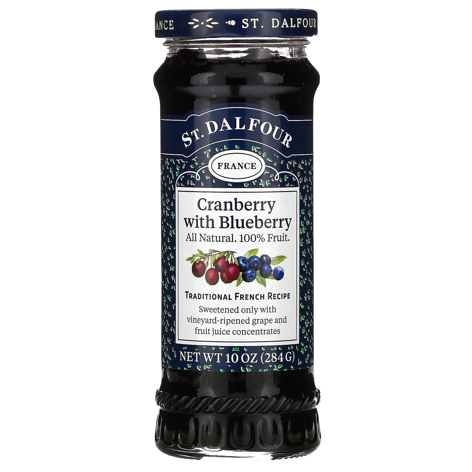 St.Dalfour Cranberry W Blueberry Jam 284Gm