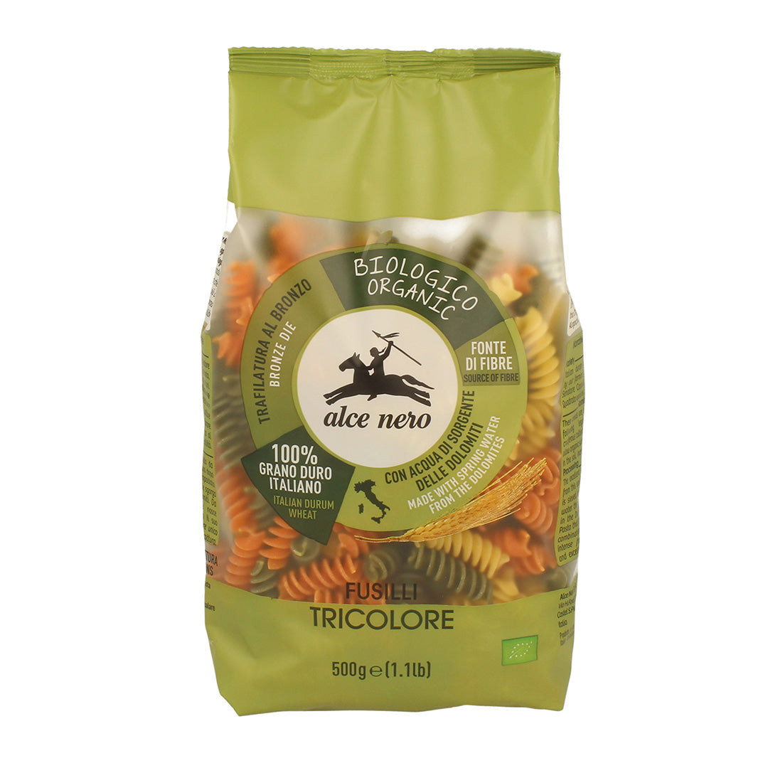 Alce Nero Fusilli Trocolor With Tomato And Spinach Organic Pasta 500Gm
