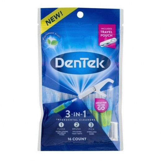 Dentek 3 In 1 16Pcs Dental Floss Pick 1Pcs