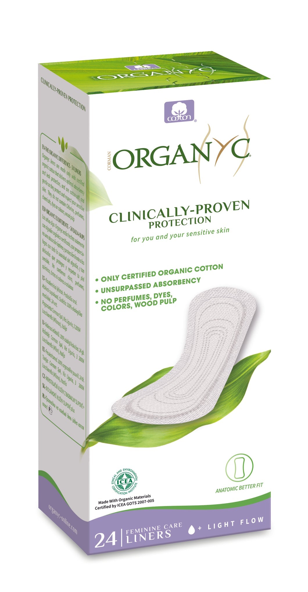 Organyc Cotton Flat Panty Liners Light Flow 24Pcs