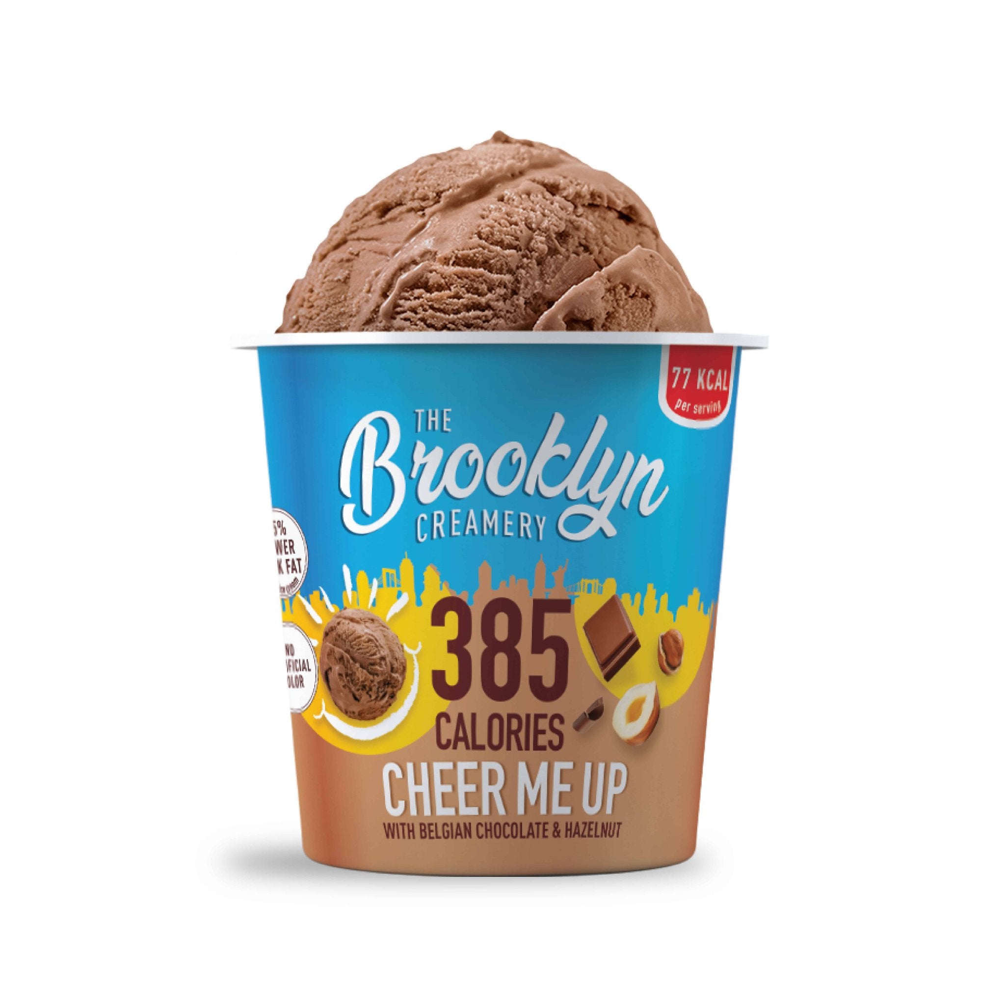 Brooklyn Creamery Cheer Me Up With Belgium Chocolate & Hazelnut Low Calorie Ice Cream 450Ml