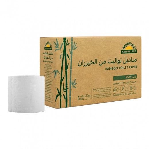 Natureland 6 Rolls 300 Sheets White Bamboo Toilet Paper 1Pcs