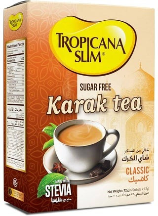 Tropicana 6 Sachets Sugar Free Drink Karak Tea With Stevia 12Gm