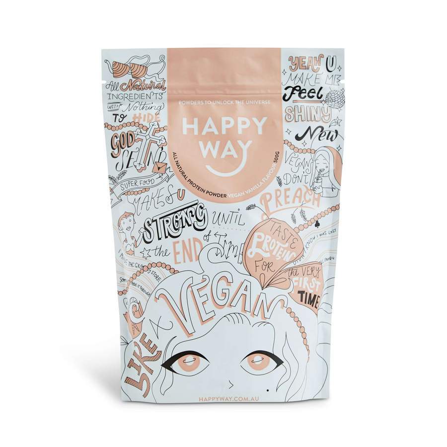 Happy Way Vanilla Vegan Protein Powder 500Gm