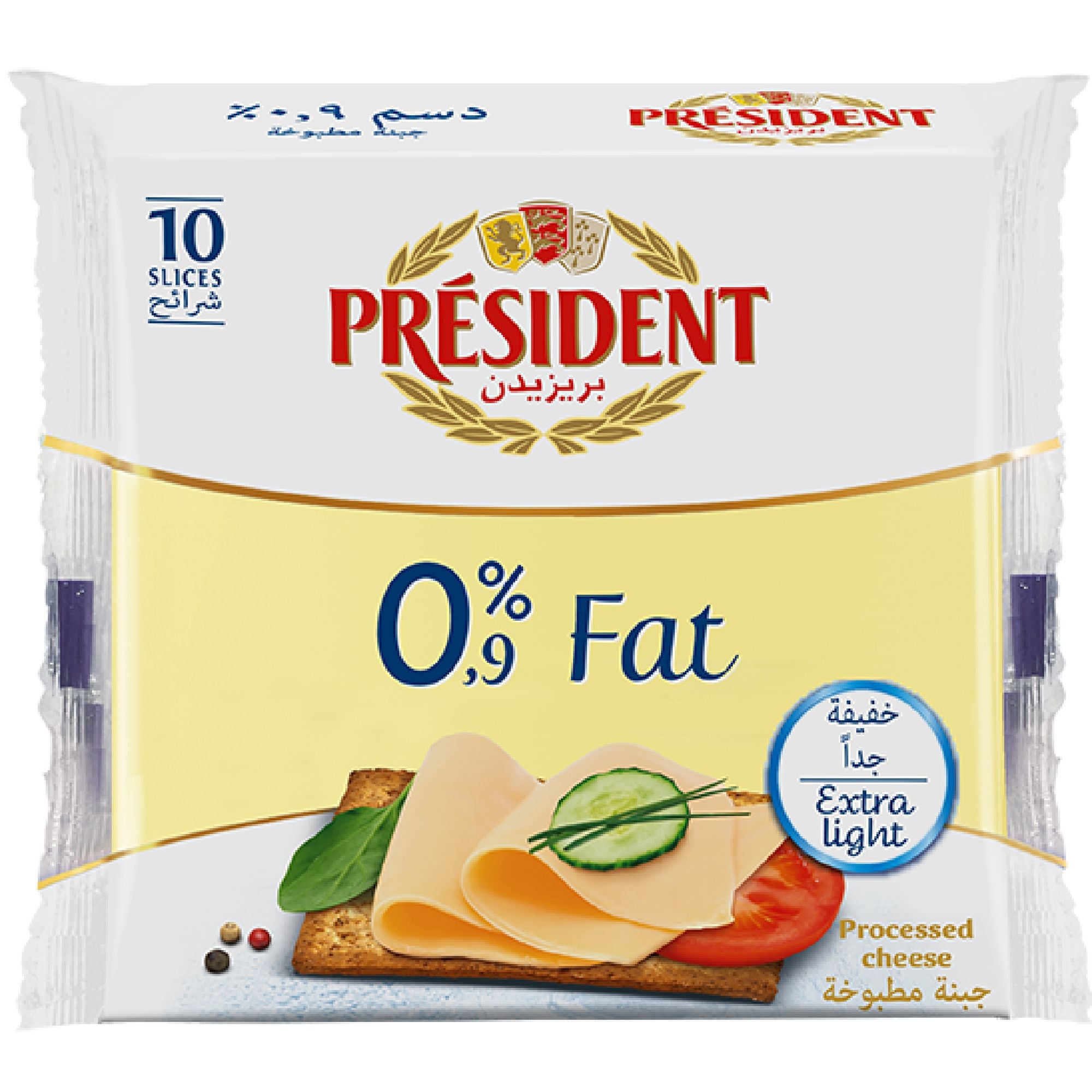 President Fat Free Cheddar Slices 200Gm