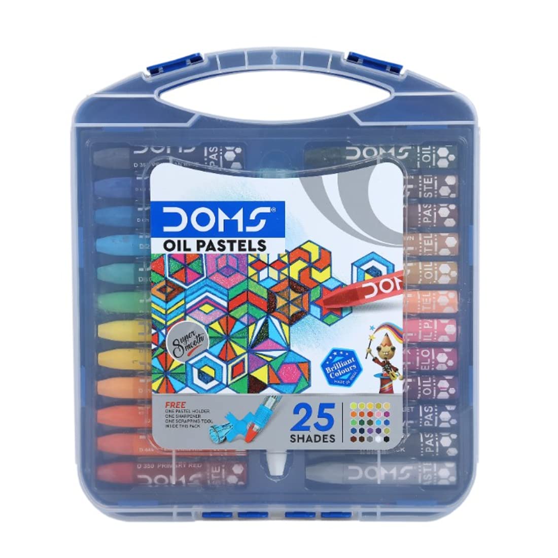 Doms 25 Shades,1 Pastel Holder,1 Scraping Hex Oil Pastels 1Pk
