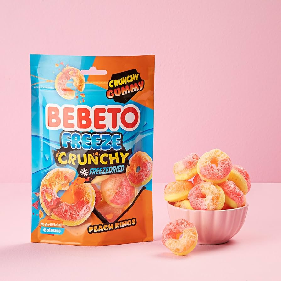 Bebeto Peach Rings Crunchy Gummy 35Gm