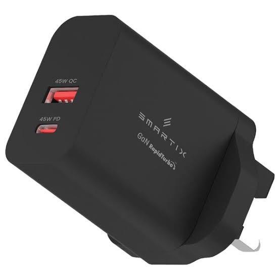 Smartix Premium 45W Gan Black Uk Wall Adaptor 1Pcs