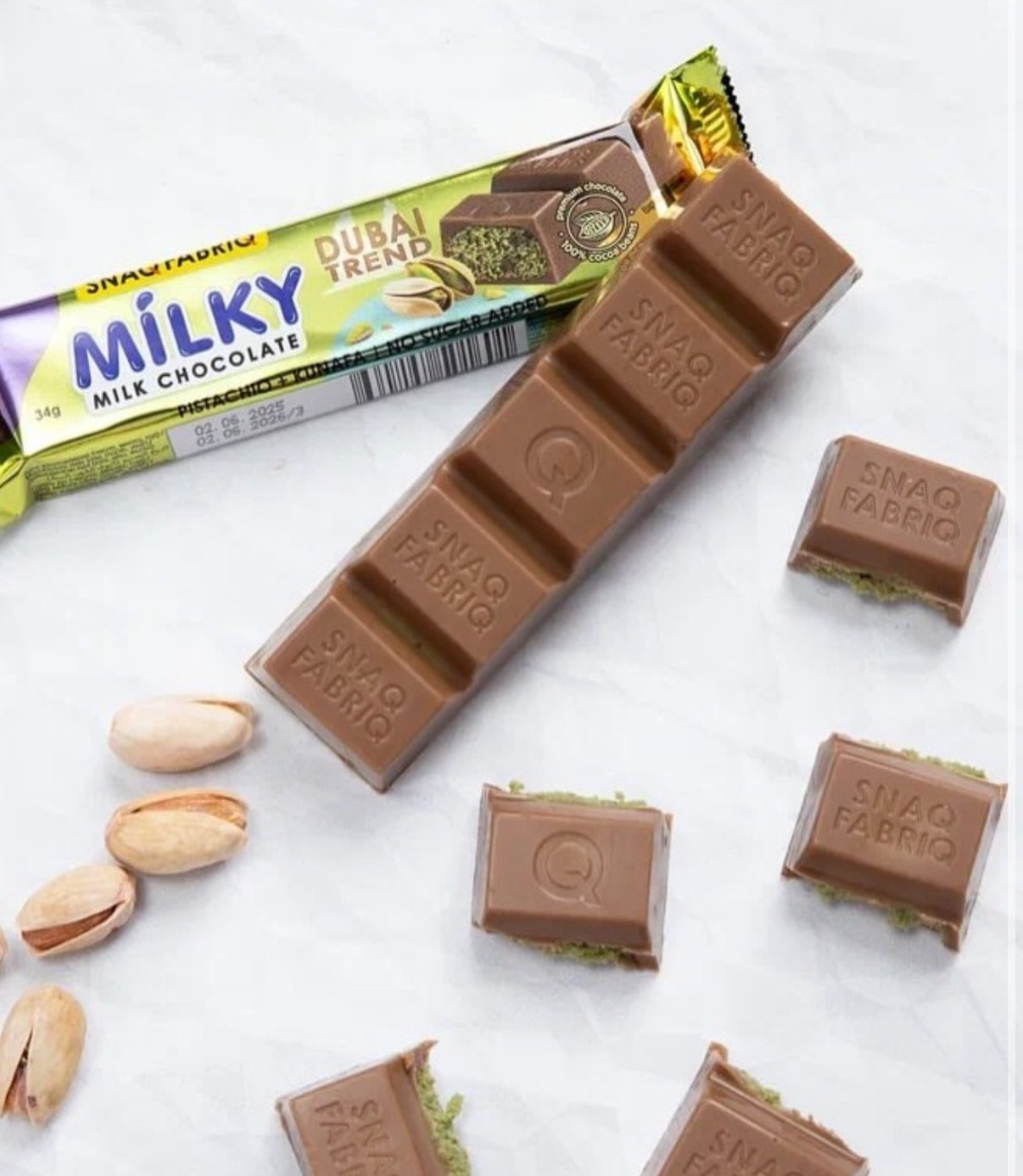 Snaq Fabric Pistachio And Kunafa Milky Chocolate 34Gm