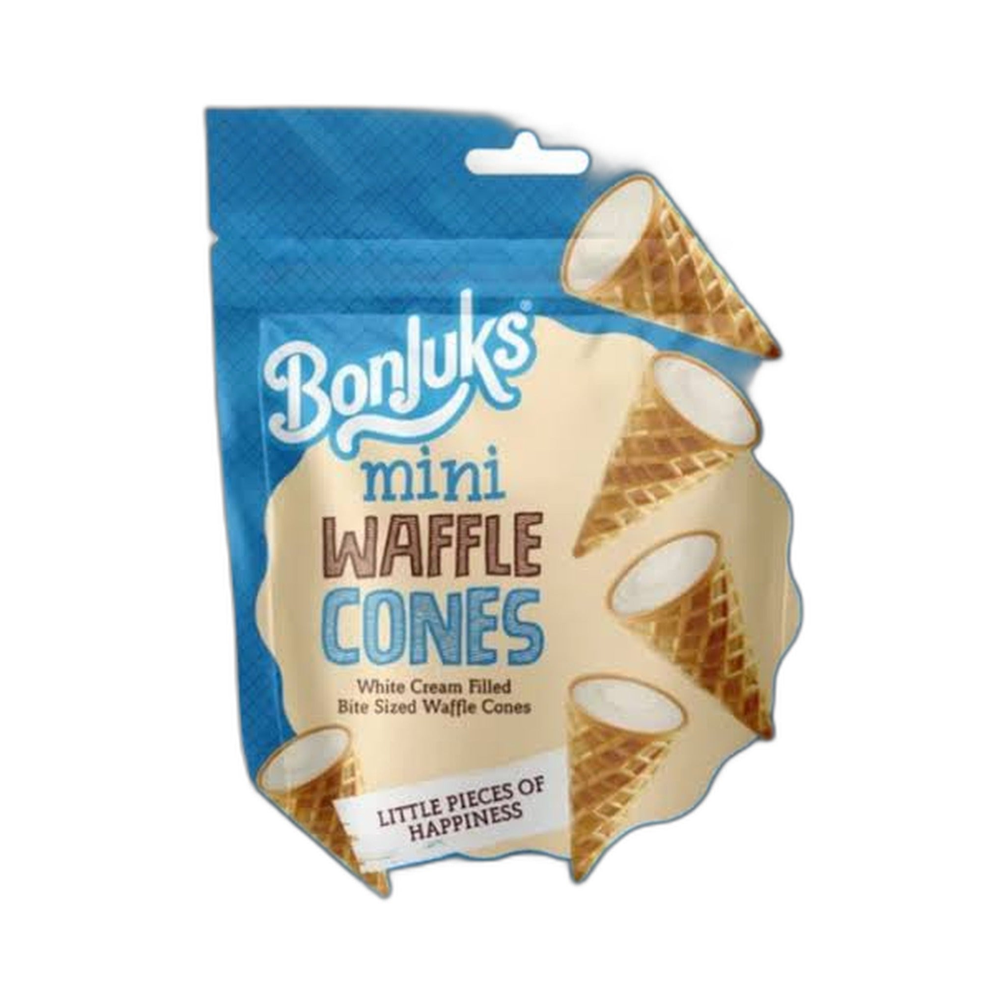 Bonjuks Mini White Chocolate Filled Cornet Wafer 50Gm