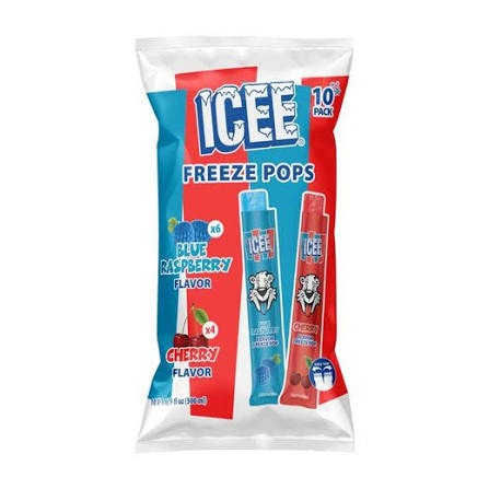 Icee Blue Raspberry & Cherry Freeze Pops 10Pc