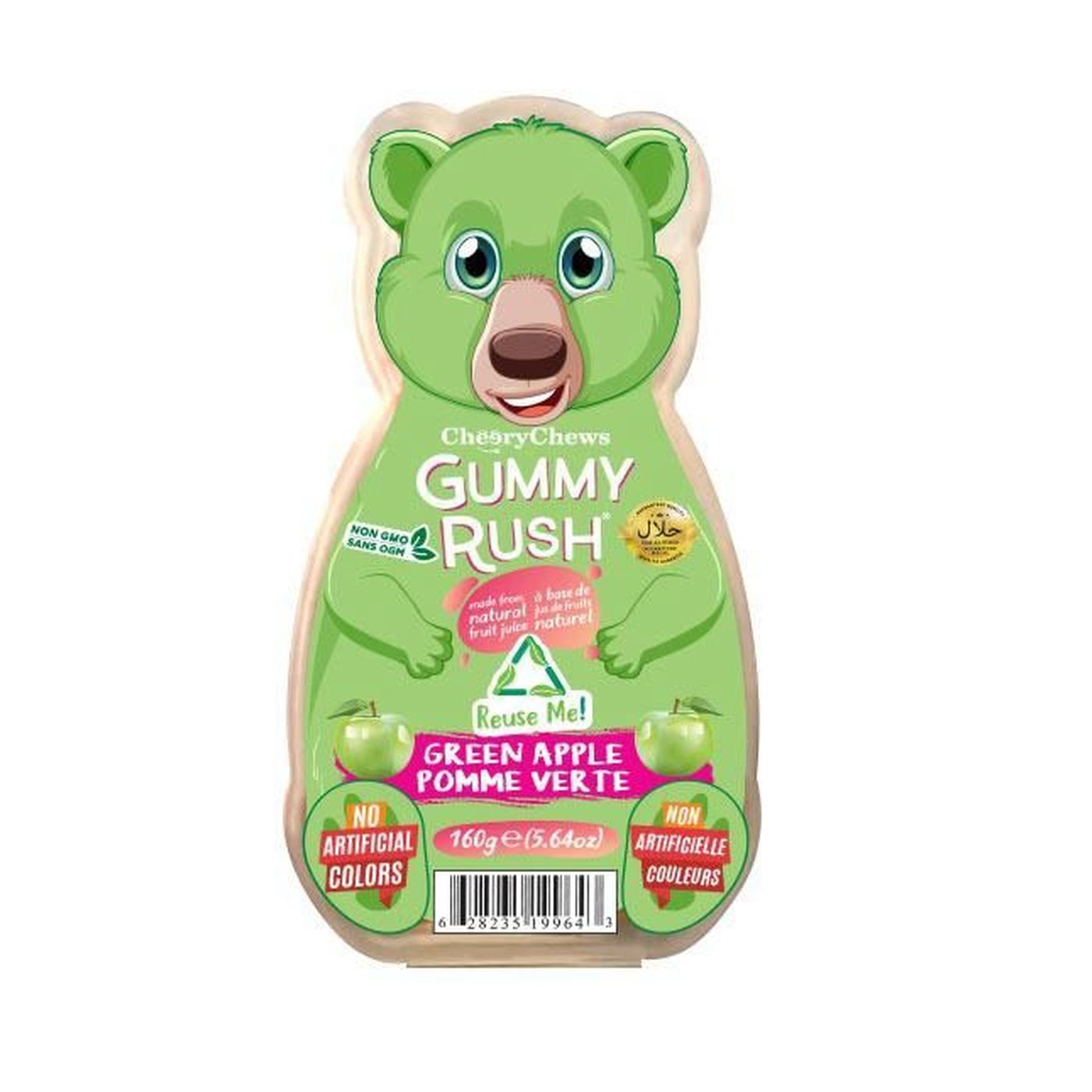 Gummy Rush Green Apple Gummy Bear Tub 160Gm