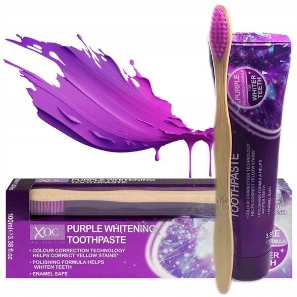 Xoc Purple Toothpaste And Bamboo Toothbrush 100Ml