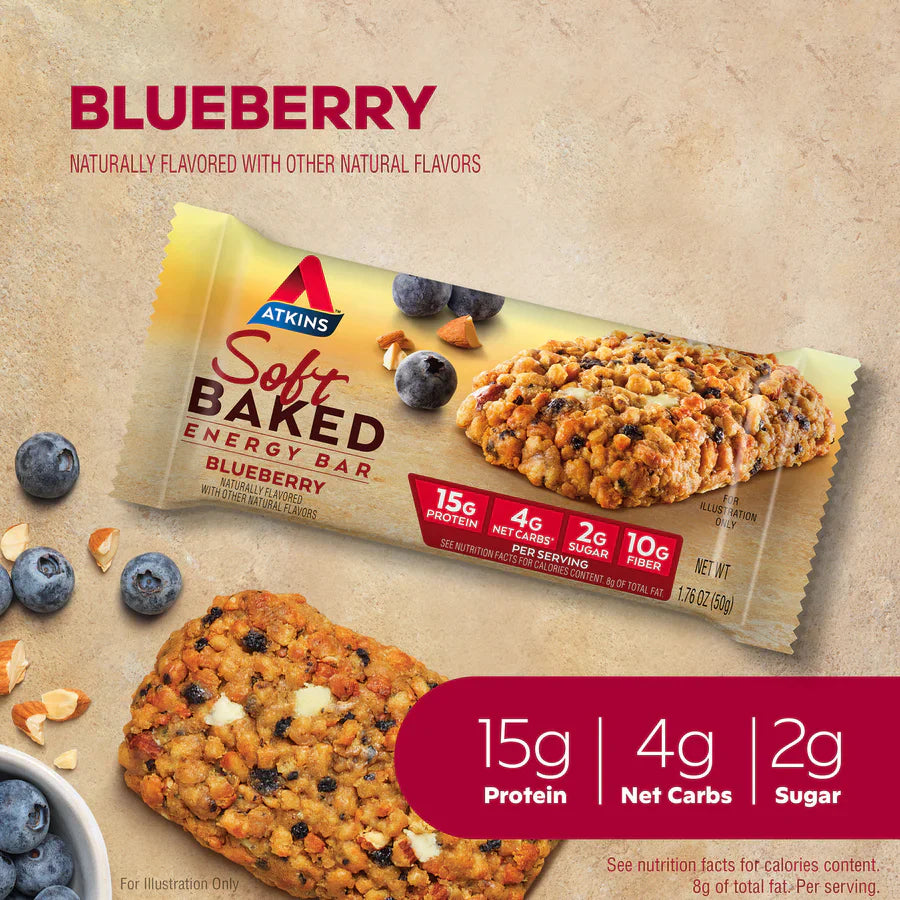 Atkins Blueberry Soft Baked Protein Bar 50Gm