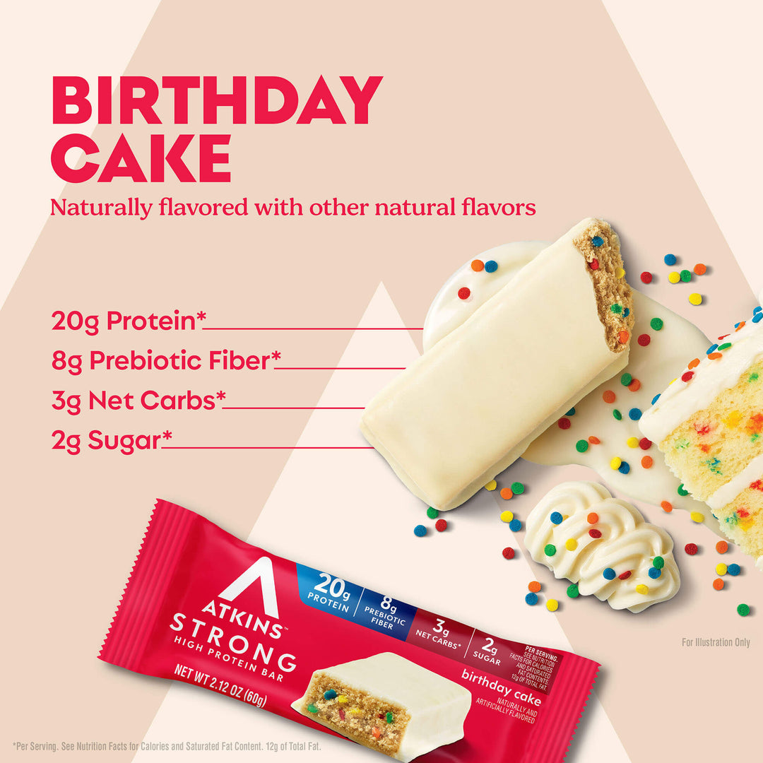 Atkins Birthday Cake Strong High Protein Bar 60Gm