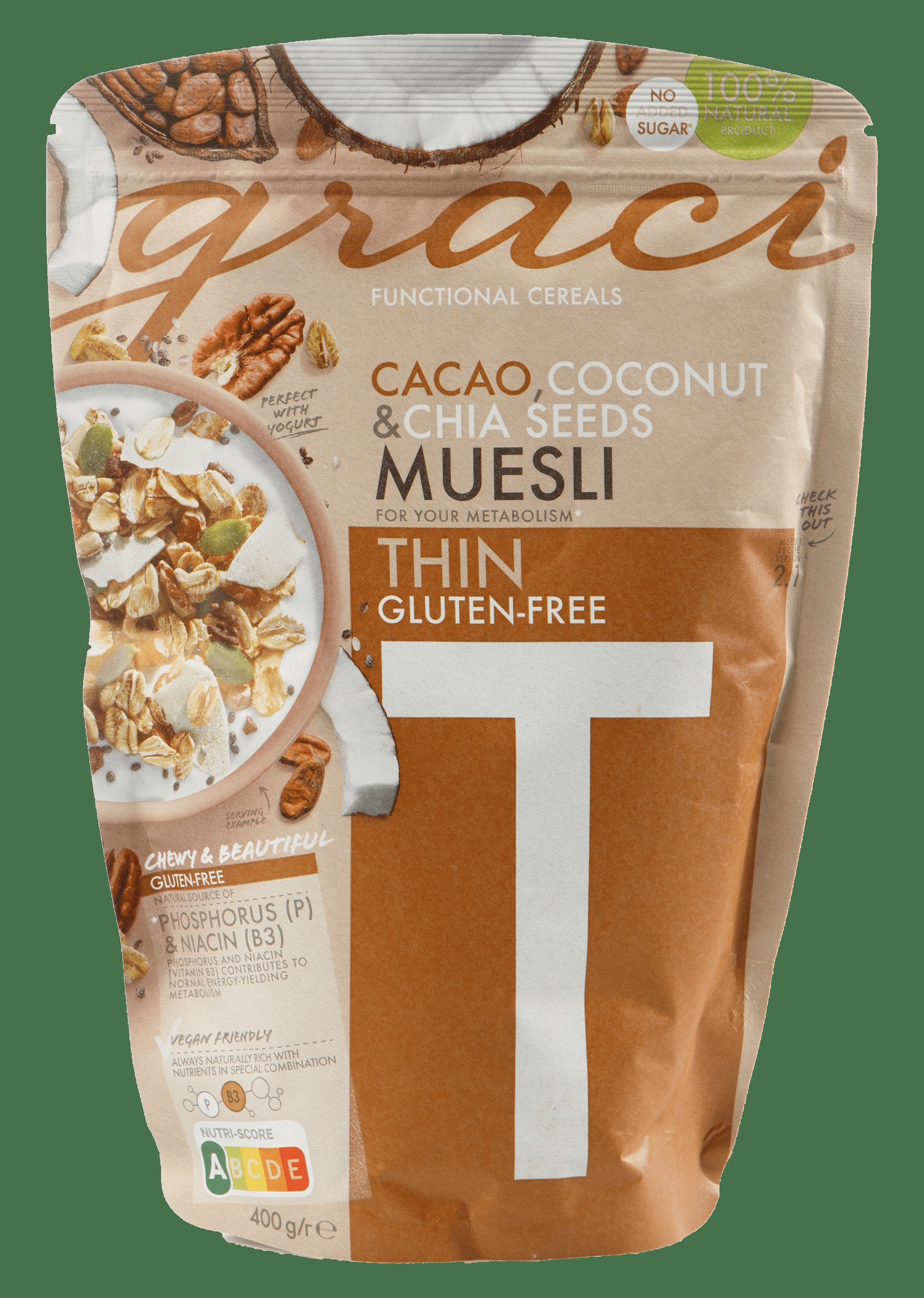 Graci Cacao Coconut And Chia Seeds Thin Muesli 300Gm