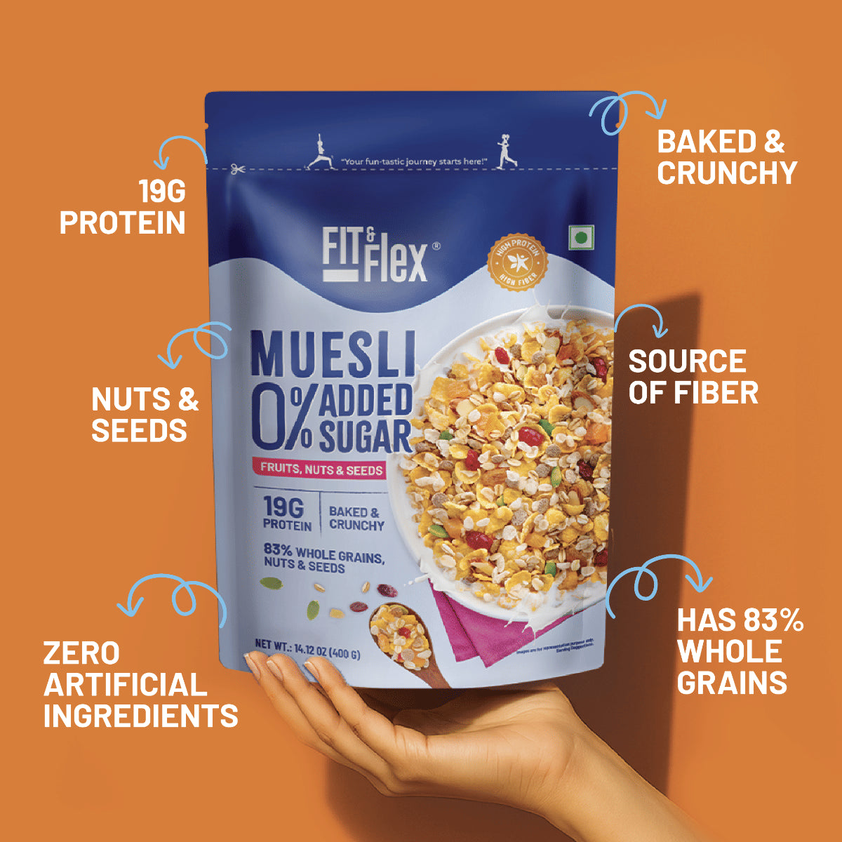 Fit & Flex Muesli Fruits,Nuts & Seed 400Gm