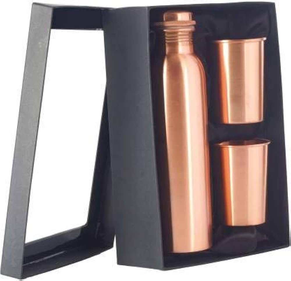 Vabit Copper Water Bottle W/Two Glasses 1Pcs