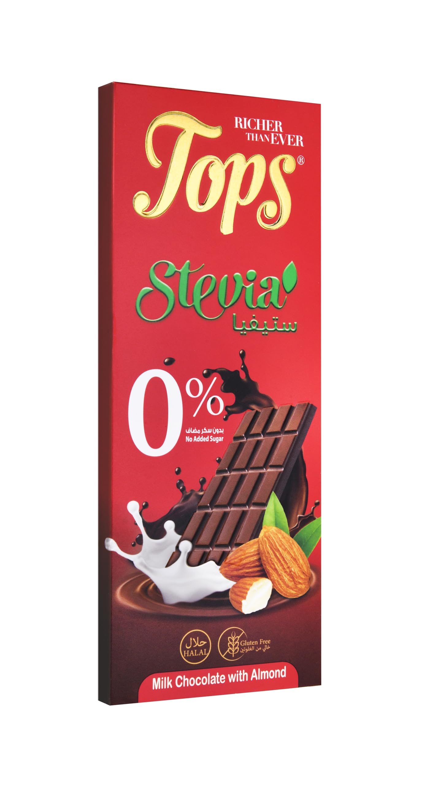 Tops Almond Zero Added Sugar Chocolate With Stevia 50Gm