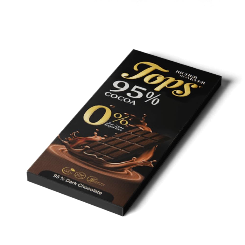Tops 95% Cocoa Zero Added Sugar Dark Chocolate 50Gm