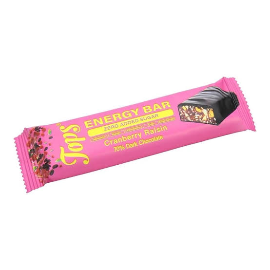 Tops 70% Dark Choco Cranberry Raisin No Added Sugar Energy Bar 50Gm