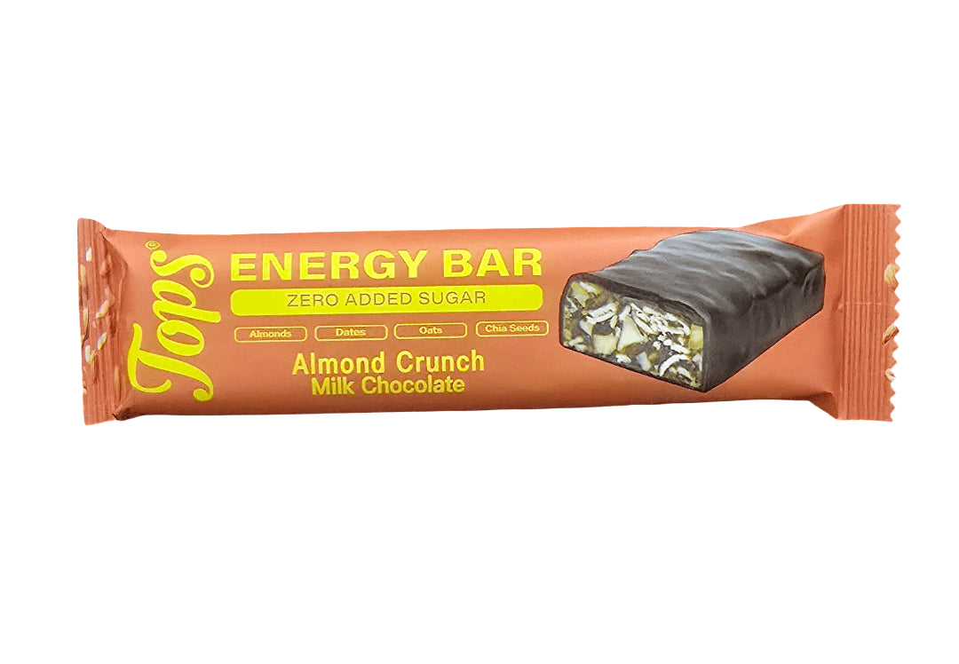 Tops Almond Crunch Milk Choco No Added Sugar Energy Bar 50Gm