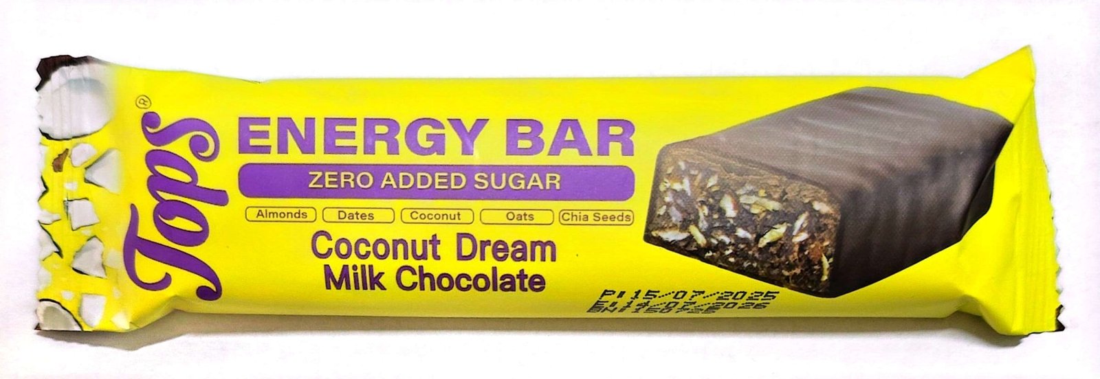 Tops Coconut Dream Milk Choco No Added Sugar Energy Bar 50Gm