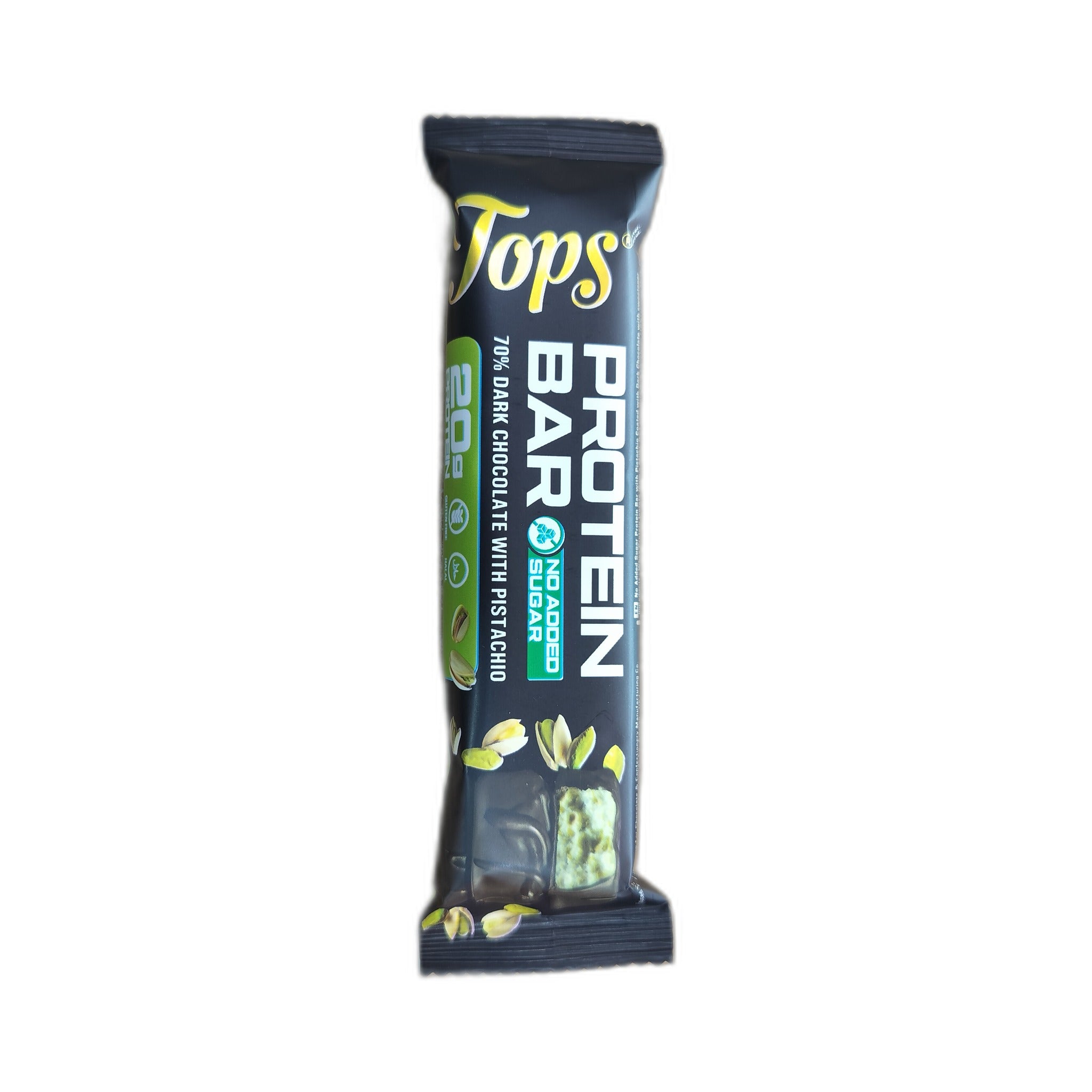 Tops 70% Dark With Pistachio No Added Sugar Protein Bar 60Gm