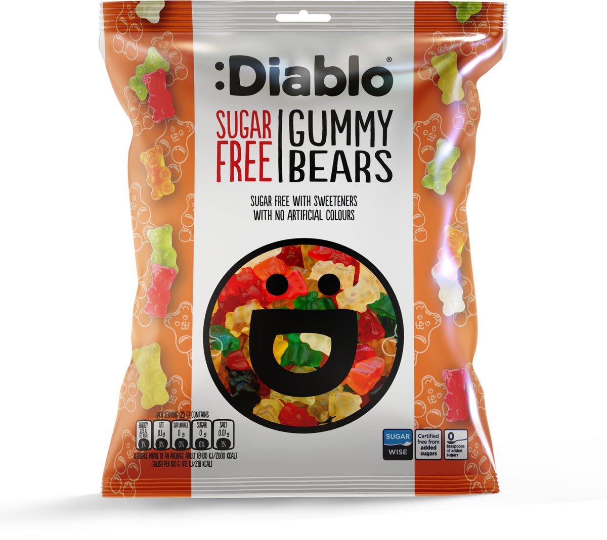 Diablo Sugar Free Gummy Bears Sweets 75Gm