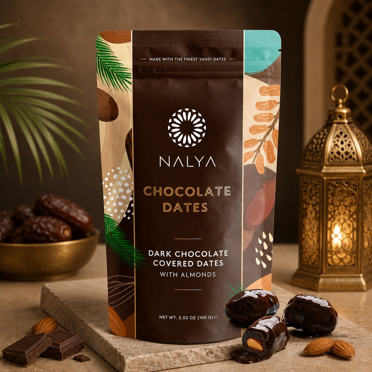 Nalya Dark Chocolate With Almond Chocolate Dates 100Gm