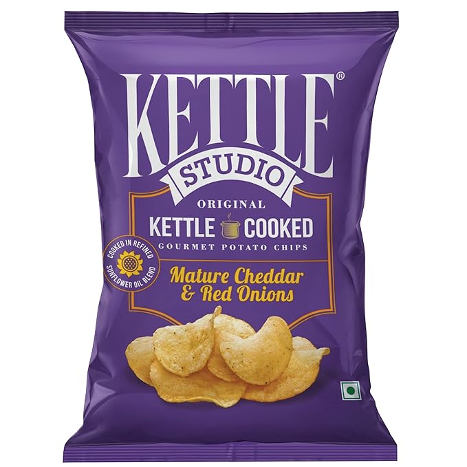 Kettle Studio Mature Cheddar And Red Onions Potato Chips 125Gm